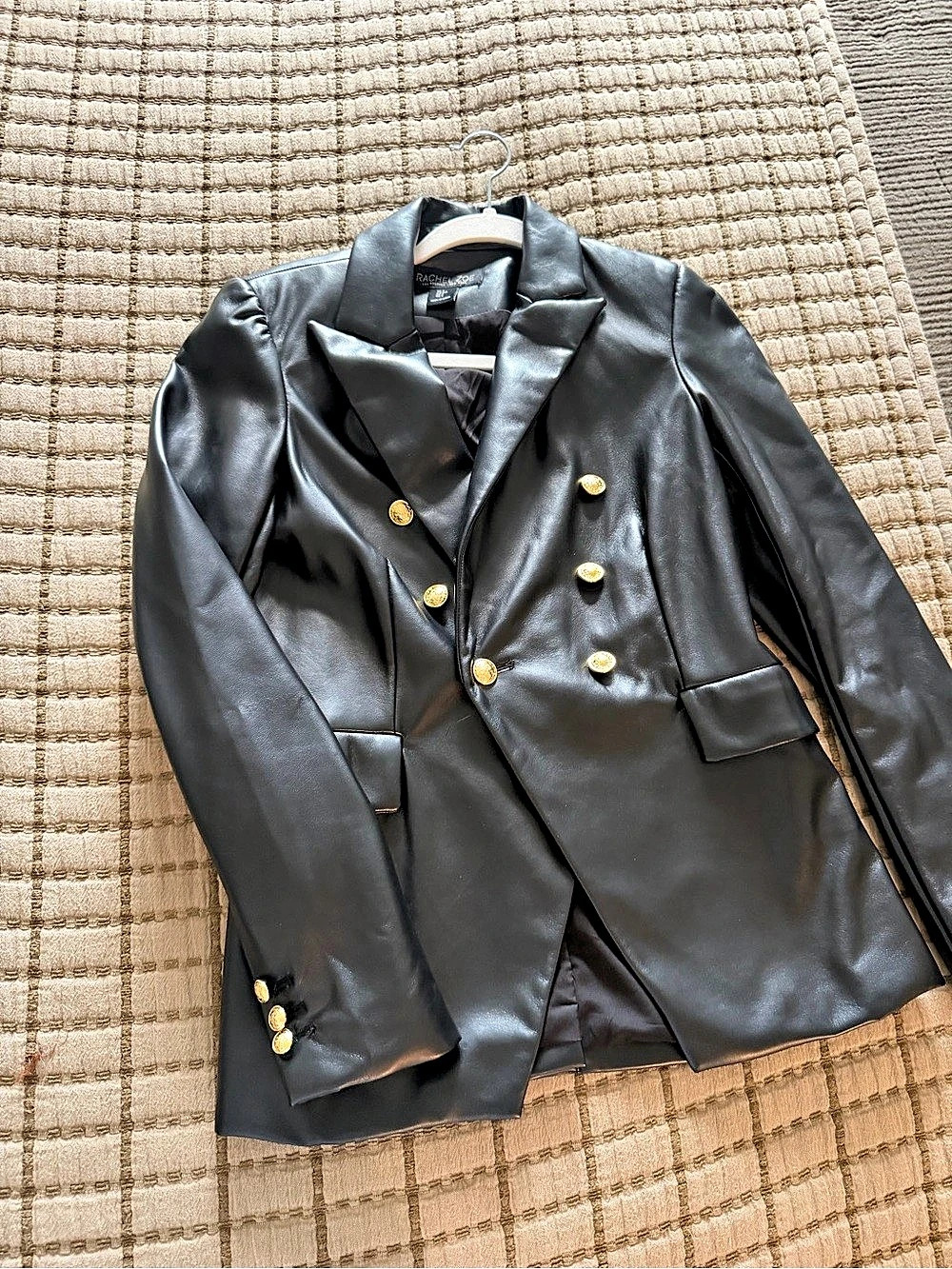 Rachel Zoe Faux Leather Double-Breasted Blazer Women's Black